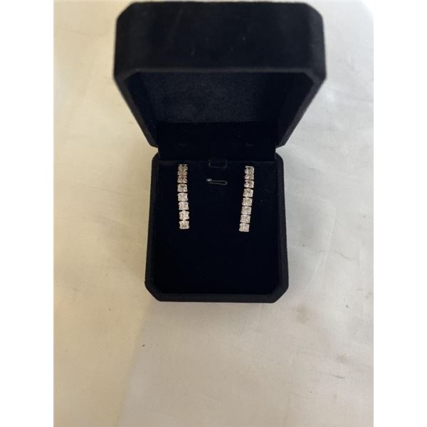 NEW 18K GOLD PLATED 4.0CT EACH SIMULATED DIAMOND (CZ) TASSEL EARRINGS 1.5" LONG