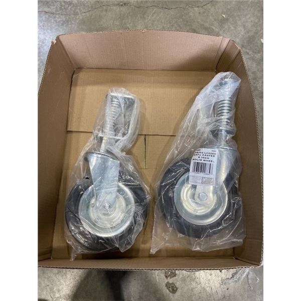 2 NEW 8 INCH GATE CASTER WHEELS SPRING LOADED