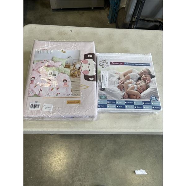 NEW TWIN SIZE DUVET OCVER AND MATTRESS PROTECTOR