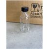 Image 2 : 6 CASES OF NEW 2OZ SMALL CLEAR GLASS BOTTLES WITH LIDS AND 3 FUNNELS, 24 PER BOX