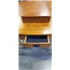 Image 4 : MISSION OAK STYLE DINING TBALE WITH EXTENSION AND 4 UPHOLSTERED DINING CHAIRS, TABLE HAS 2 STORAGE D