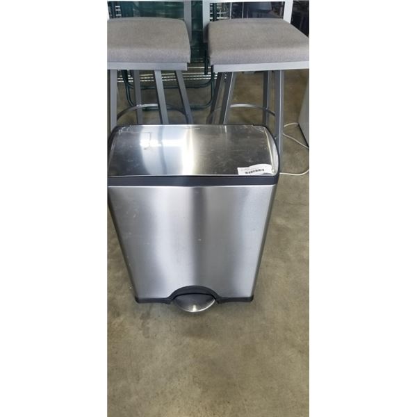 SIMPLE HUMAN DUAL COMPARTMENT GARBAGE CAN AND RECYCLING