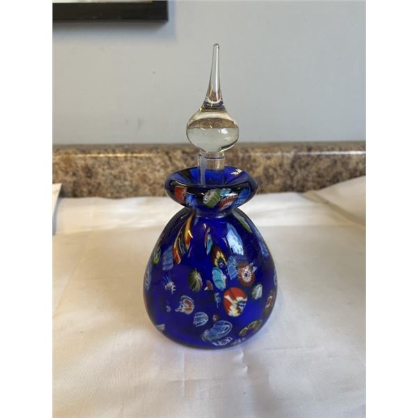 ITALIAN VENITIAN MILLE FIORI GLASS PERFUME BOTTLE W/ ORIGINAL STOPPER