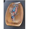 Image 1 : VINTAGE TEAK PLATTER WITH NATIVE FISH PAINTING