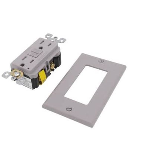 Leviton GFTR1-GY SmartlockPro GFCI Outlet, 15A-125V, Gray