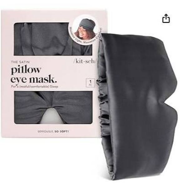Kitsch Satin Pillow Eye Mask, Charcoal Gray, 1 Count