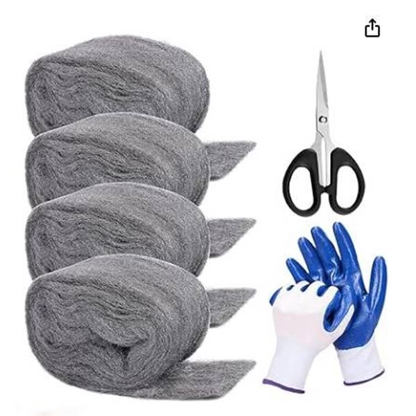 Steel Wool 3# Pack With Gloves and Scissors, Model Steel Wool XUA01YK73