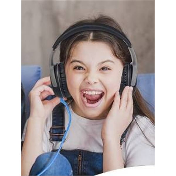 Rockpapa Share 1 Wired Headphones for Kids, Black/Grey, Model X003KHEFNT