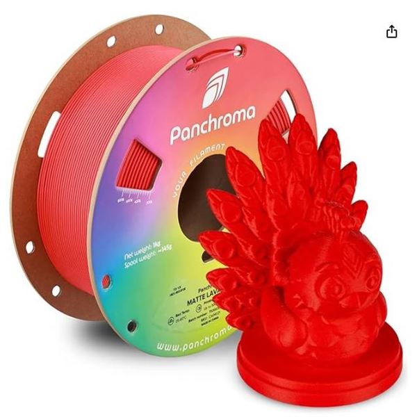 Panchroma Matte Lava Red filament designed for 3D printing. The spool contains filament measuring ap