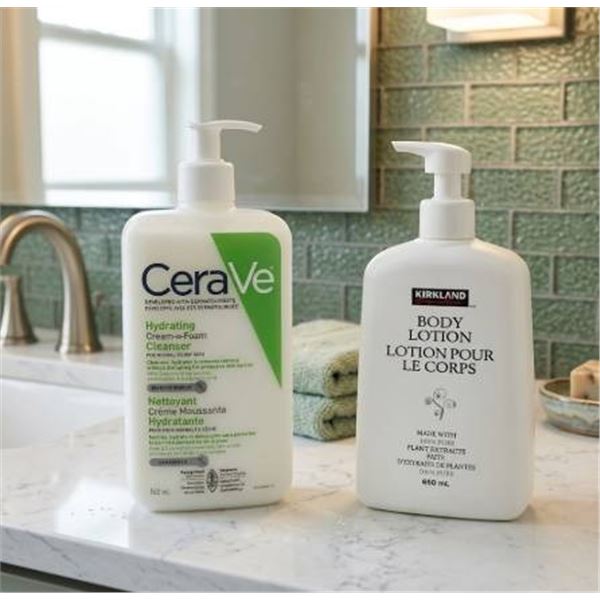 CeraVe Hydrating Cleanser and Kirkland Body Lotion Set