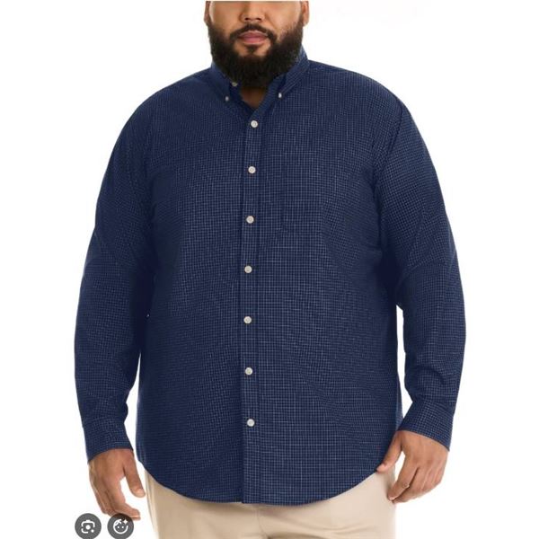 Van Heusen Men's Wrinkle Free Big & Tall Shirt, Size 2XLB, Carbon Blue