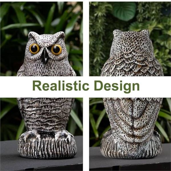 OFFO Owl Decoys to Scare Birds Away, Fake Decoy Brown Finish