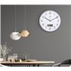 Image 2 : Lafocuse 12 Inch Silent Silver Wall Clock with Date and Day, Modern Analog Clocks with LCD Display B