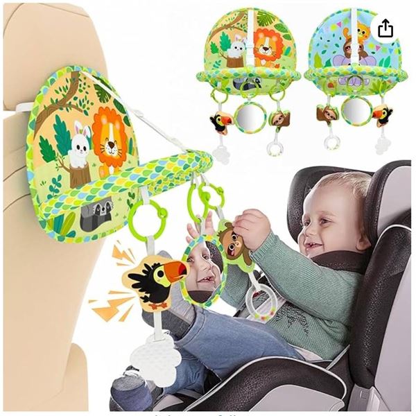 Dr.Rapeti Baby Car Seat Toy for Travel Rear Facing Double Sided Baby Travel Activity Car Seat Entert