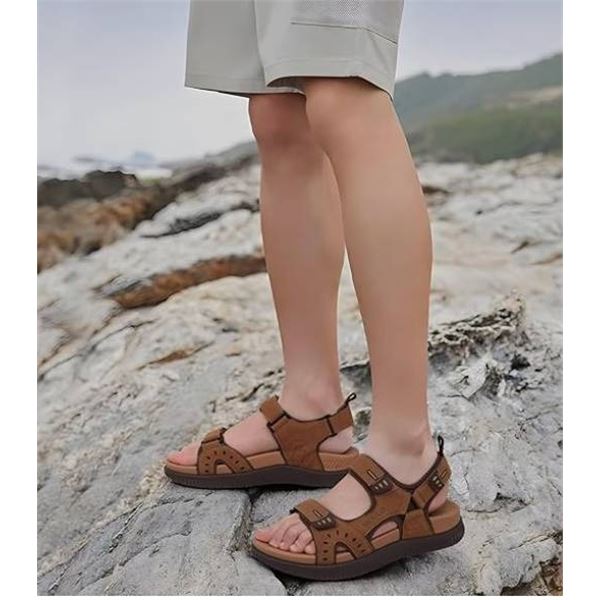 KuaiLu Mens Hiking Sandals With Arch Support Sport Recovery Athletic Walking Sandals For Man Khaki/B