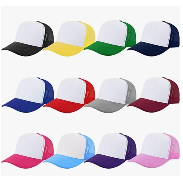 12 Pieces Sublimation Blank Trucker Snapback Hats for DIY Use Colors May Vary