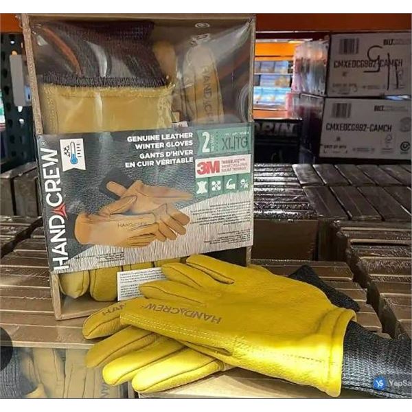 HandCrew Genuine Leather Winter Gloves Set, 2 Pairs, XL Size with 3M Thinsulate