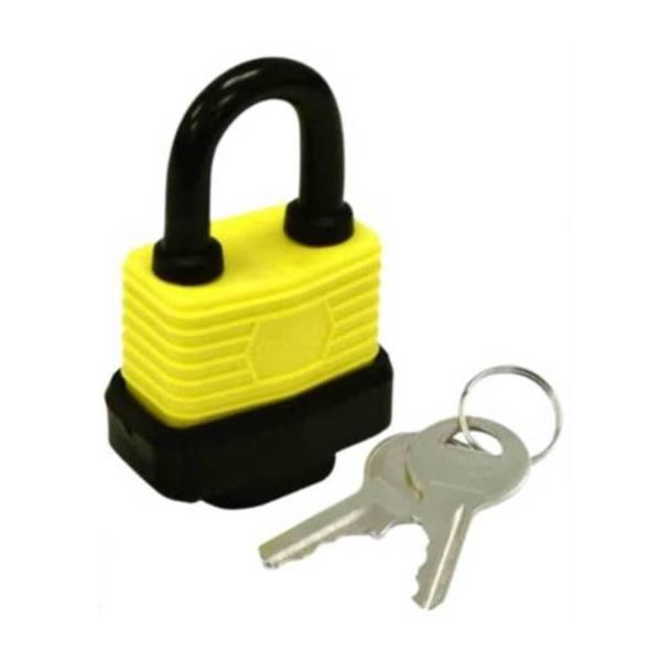 Lot of 6 Packages of 2 ShopMaster 1.5-Inch Weather Resistant Laminated Steel Padlocks, Keyed Alike