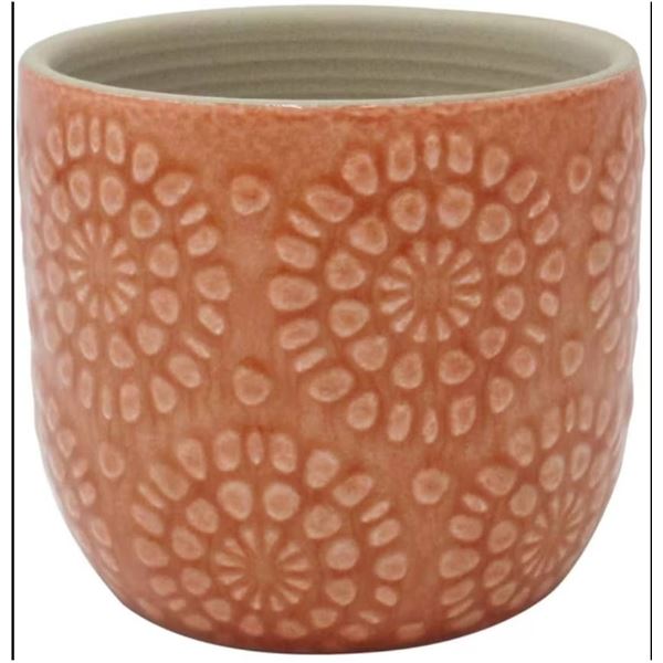 Stone & Beam Floral Embossed Planter in Arabesque Color, Small