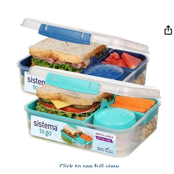 Lot of 4 - Sistema TO GO Bento Box Cubes | 1.25 L | Lunch Boxes With Compartments & Snack Pots
