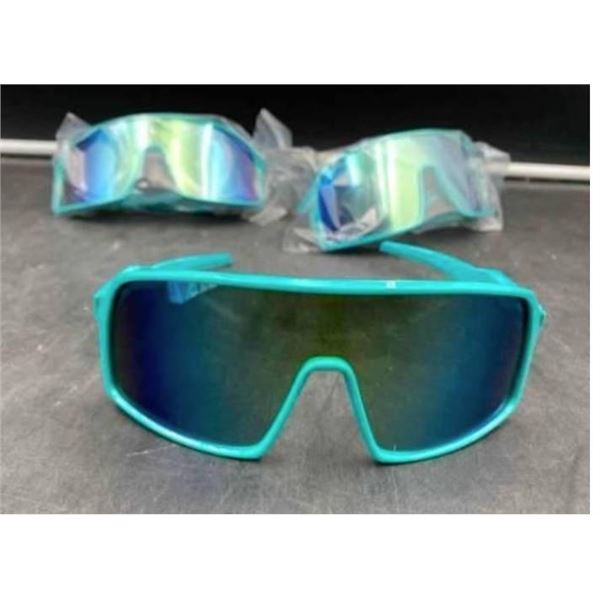 12 Pairs of Truly Cycling Turquoise Sunglasses with Mirrored Lenses