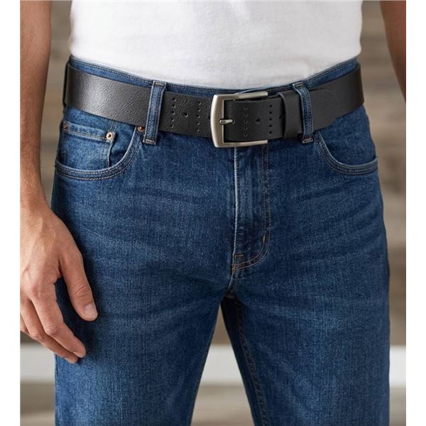 Johnnie's Jeans Leather Belt, Size 36-38, Black