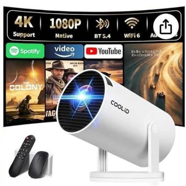 Coolid HY300 Pro 4K Mini Projector with HDMI and Dual-Band WiFi