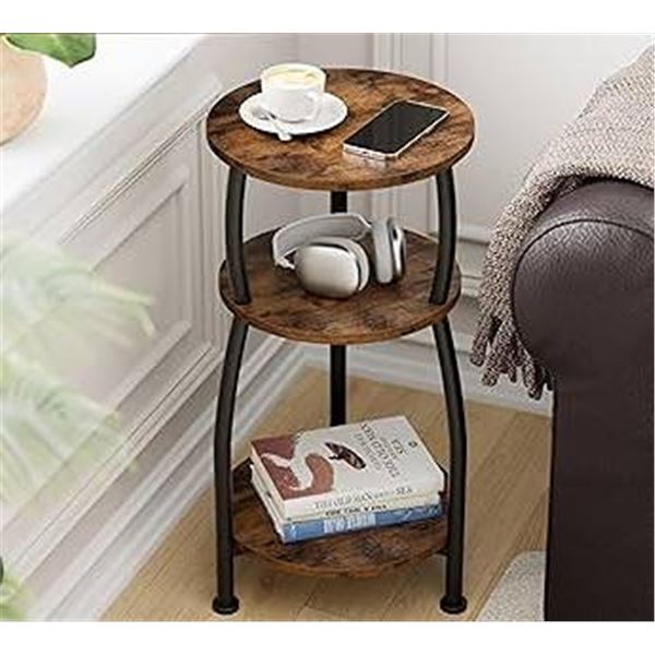 YUEDE Small Round Table, Rustic Brown