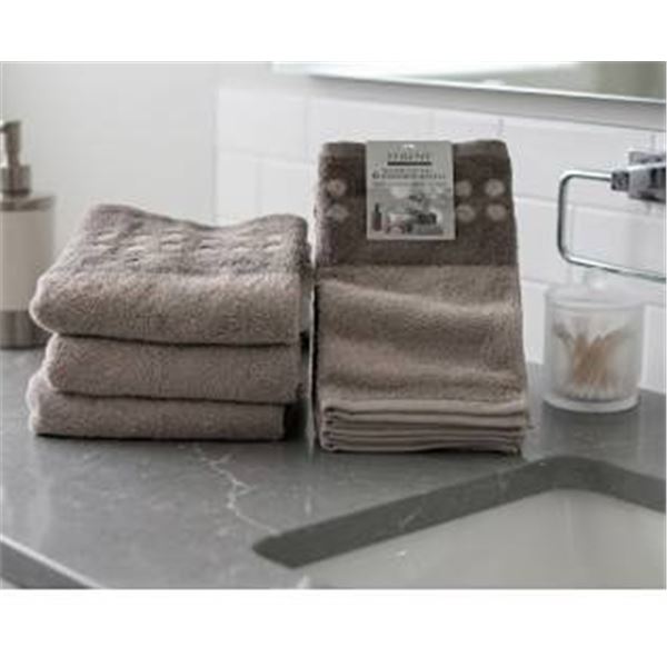 Serene - Tan Color Bathroom towel set - 3 Hand Towels & 4 Washcloths