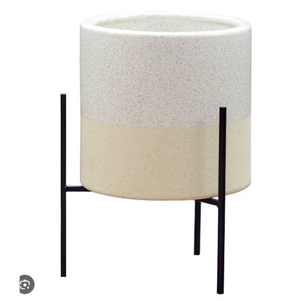 Rivet Mid-Century Ceramic Planter with Stand