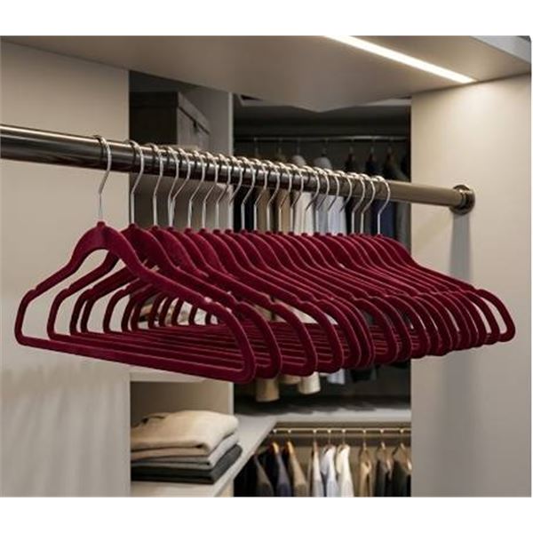 Velvet Hangers, Burgundy/Silver, 100-Pack