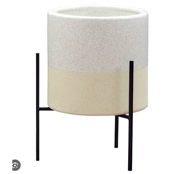 Rivet Mid-Century Ceramic Planter with Stand