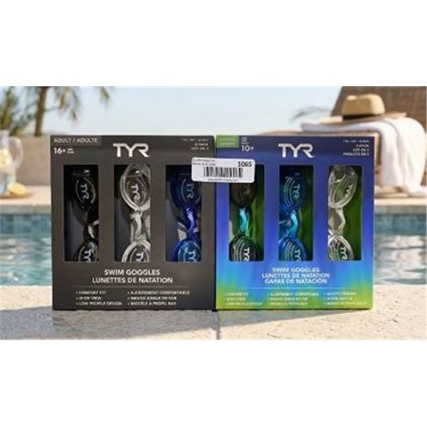 Lot of 2 - 3 pack TYR Swim Goggles Adult & Junior