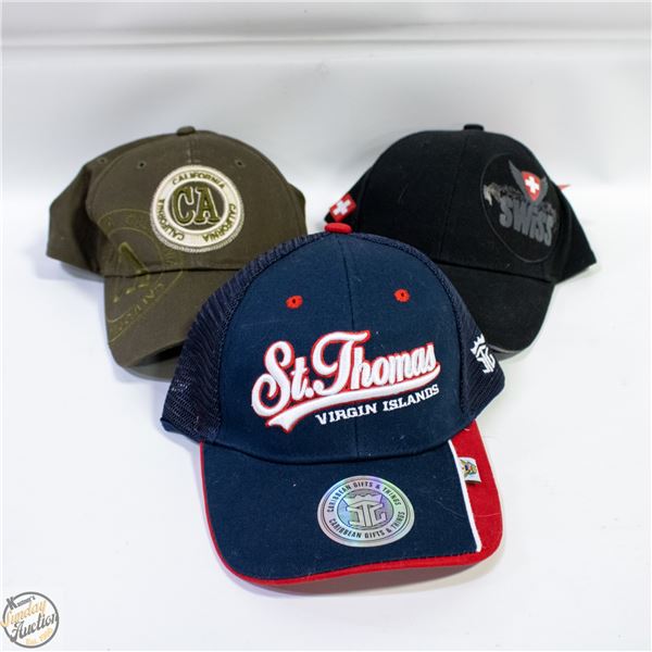 NEW 3 BASEBALL CAPS W/TAG'S