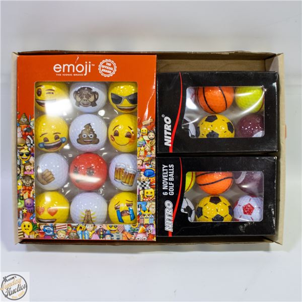 NEW 24 NOVELTY GOLF BALLS EMOJI AUTHENTIC