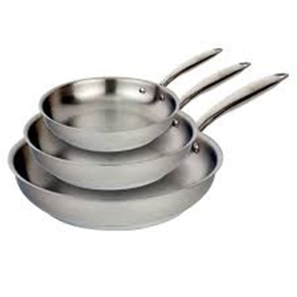 NEW MEYER 3PC STAINLESS STEEL FRYING PAN SET