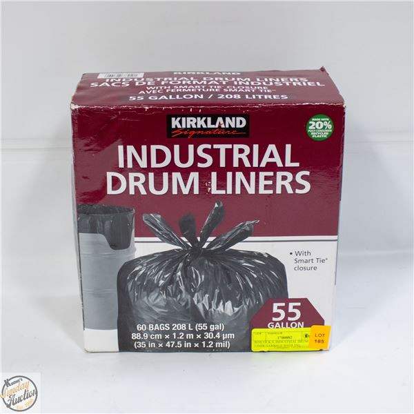 BOX OF K.S. INDUSTRIAL DRUM LINER GARBAGE BAGS 55G