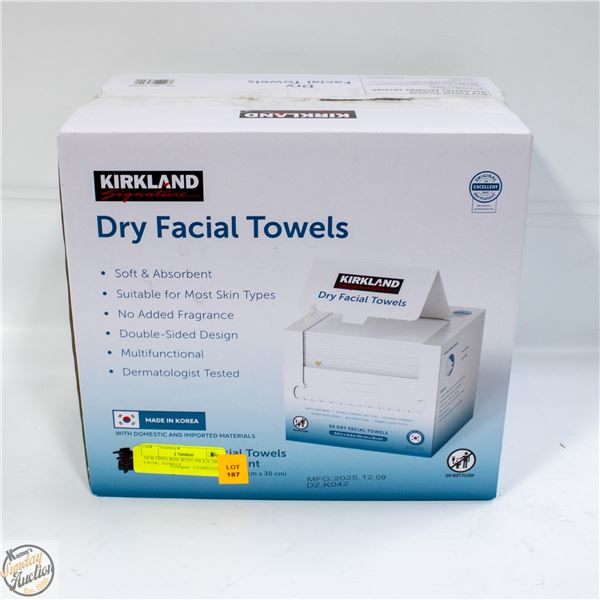 NEW OPEN BOX WITH 190 K.S. DRY FACIAL TOWELS