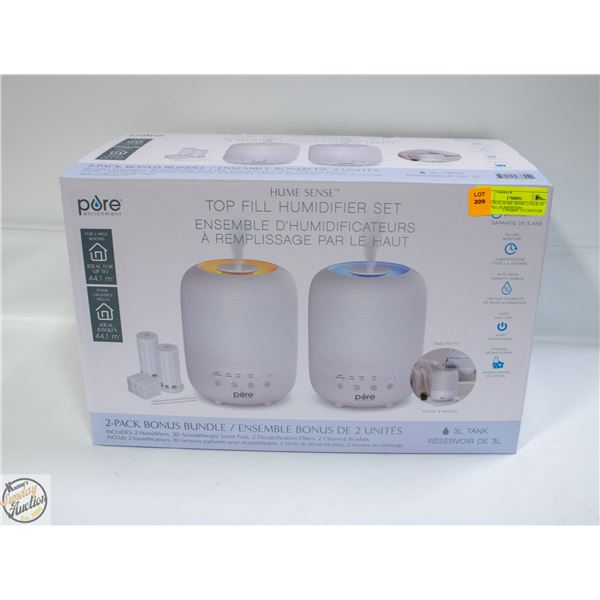 OPEN BOX HUME SENSE 2 PACK OF TOP FILL HUMIDIFIERS