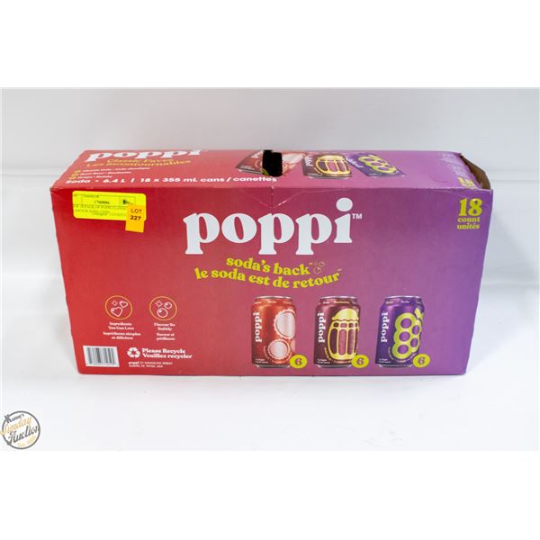 NEW 18 PACK OF POPPI CLASSIC FLAVOUR SODA CANS