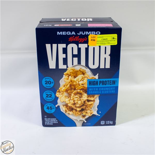 NEW BOX OF KELLOGGS VECTOR GRANOLA CEREAL 1.13KG
