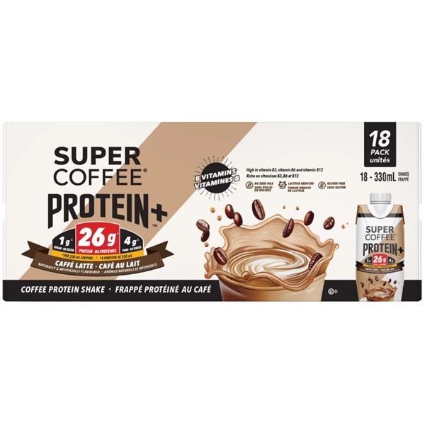 18 X 330ML PACKS OF SUPER COFFEE PROTEIN + SHAKES