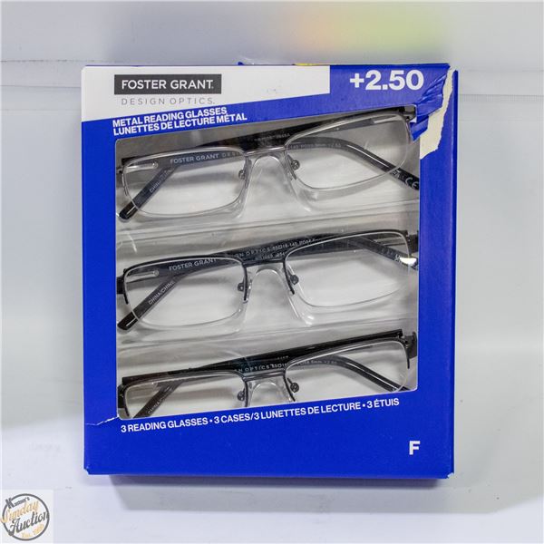 NEW WITH BOX 3 PK OF FOSTER GRANT READING GLASSES