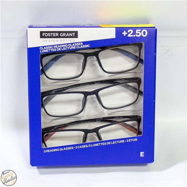 NEW WITH BOX 3 PK OF FOSTER GRANT READING GLASSES