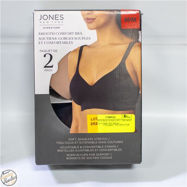 NEW OPEN BOX JONES NY 2 PK MED SMOOTH COMFORT BRAS