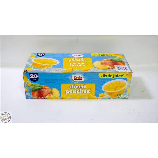20 X 107ML CUPS OF DOLE DICED PEACHES IN JUICE