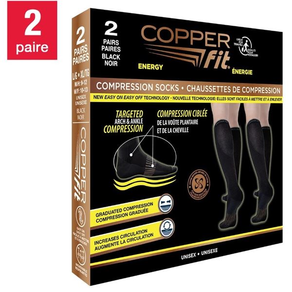 NEW 2 PK OF COPPER FIT LG COMPRESSION SOCKS