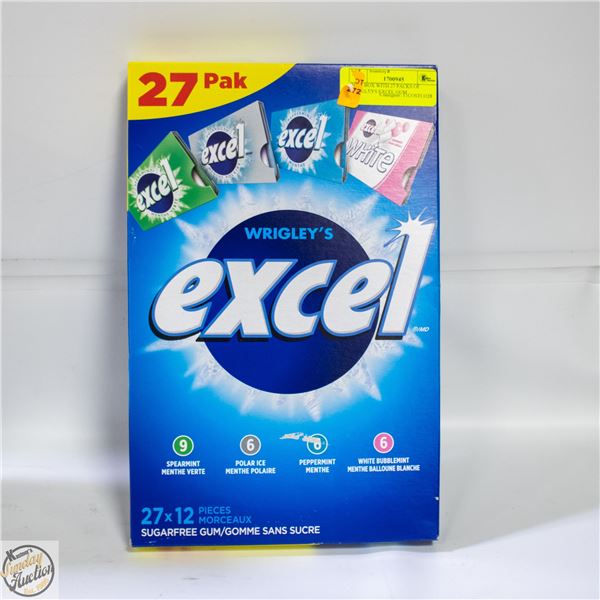 NEW BOX WITH 27 PACKS OF WRIGLEYS EXCEL GUM