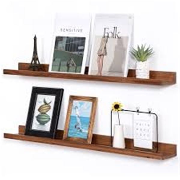 BRAND NEW FLOATING SHELVES W PIC LEDGE 36" BROWN