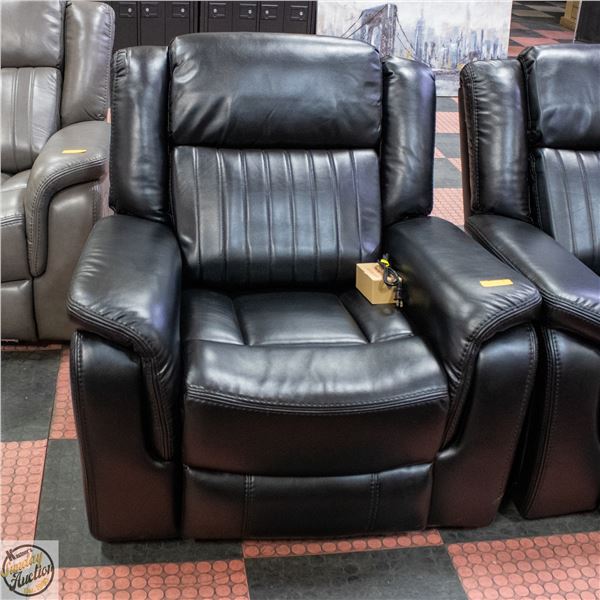 NEW AMERICAN GOOSE BLK LEATHERETTE POWER RECLINER